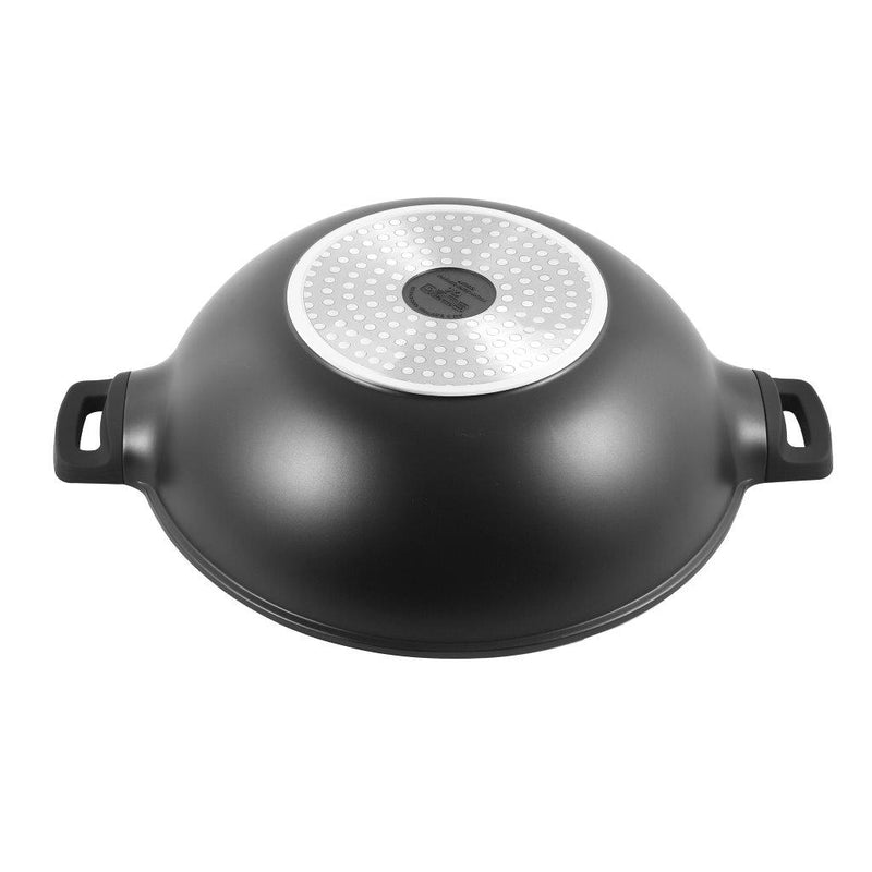 Chef and Cook Non Stick Wok Pan Marble Coated Die Cast Aluminium Black Induction  36cm