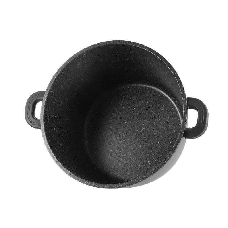 Chef and Cook Non Stick Stock Pot Marble Coated Die Cast Aluminium Black Induction  28cm