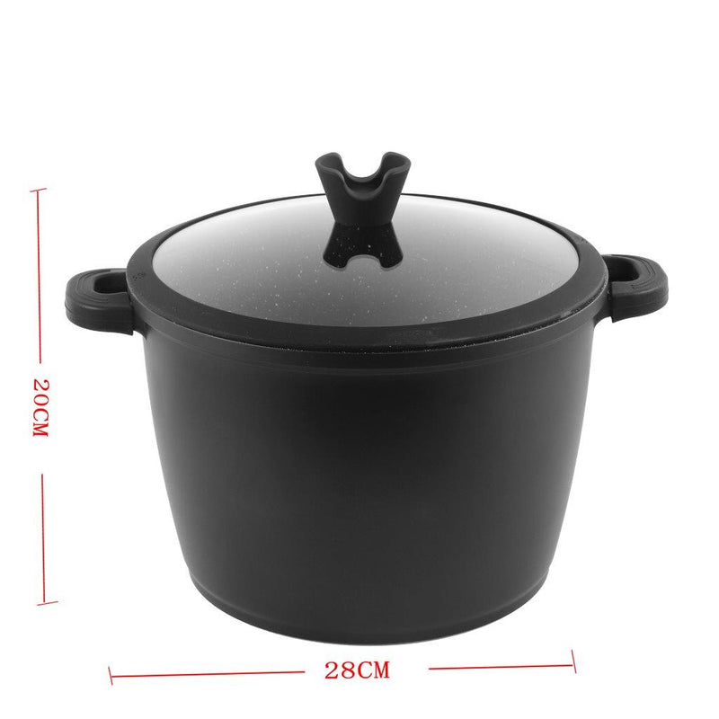 Chef and Cook Non Stick Stock Pot Marble Coated Die Cast Aluminium Black Induction  28cm