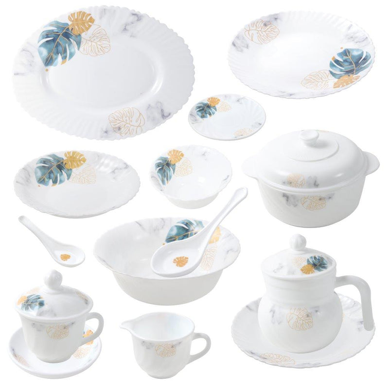 Royal Floral Pattern Ceramic Dinnerware Set of 72 pcs with Dinner Plate Bowls Serveware