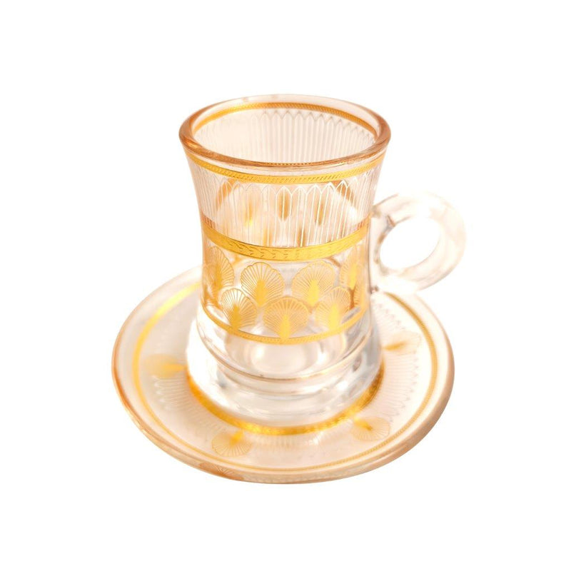 Istikana Glass Tea Cup and Saucer Set of 6 Pcs 11 cm/120 ml