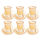 Istikana Glass Tea Cup and Saucer Set of 6 Pcs 11 cm/120 ml