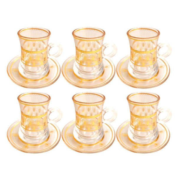 Istikana Glass Tea Cup and Saucer Set of 6 Pcs 11 cm/120 ml