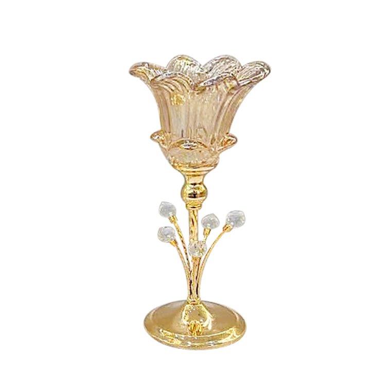 Elegant Glass Craft Metal Candleholder Wedding Table Centrepiece 14*34 cm