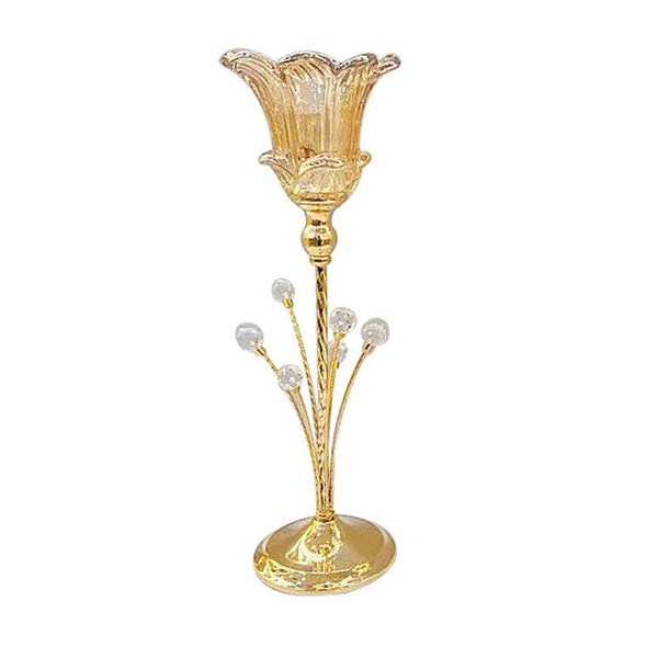 Elegant Glass Craft Metal Candleholder Wedding Table Centrepiece 14*44 cm