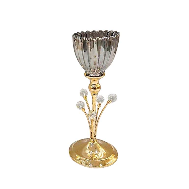 Elegant Glass Craft Metal Candleholder Wedding Table Centrepiece 13*33 cm