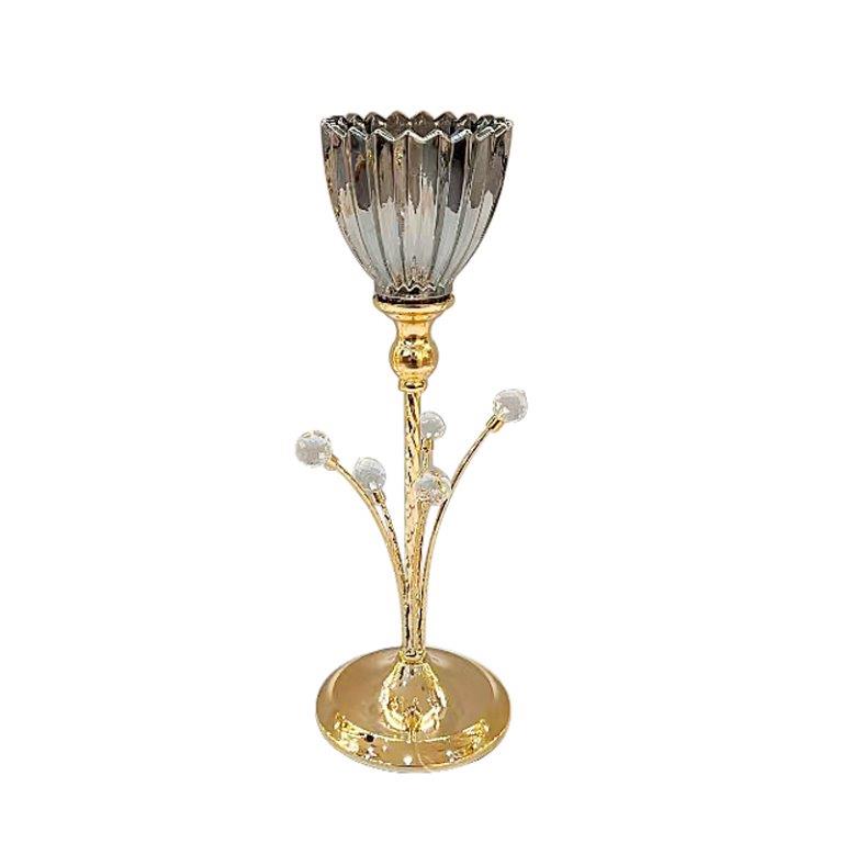 Elegant Glass Craft Metal Candleholder Wedding Table Centrepiece 13*38 cm