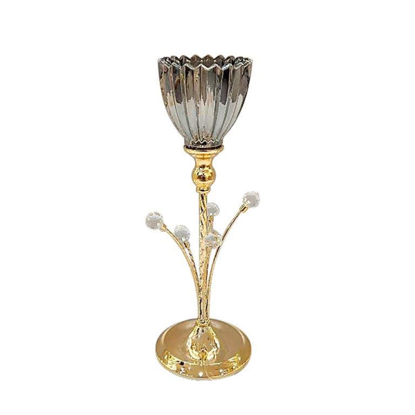 Elegant Glass Craft Metal Candleholder Wedding Table Centrepiece 13*38 cm