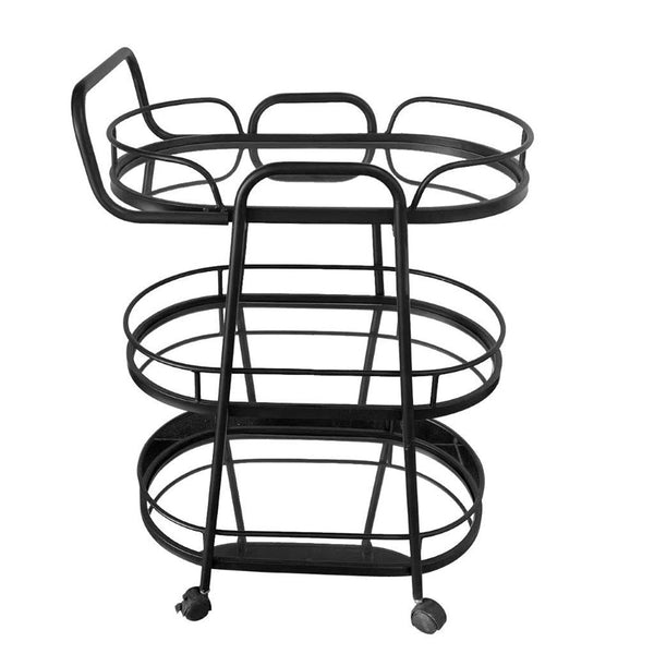 Glass and Metal 2 Tier Serving Cart Coffee Table with Wheels 58*37.5*80 cm