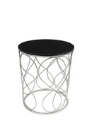 Metal Marbletop Abstract Design Round Side Table Set of 2 38*50/31.5*47 cm
