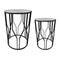 Metal Glasstop Abstract Design Round Side Table Set of 2 38X50/32*45 cm