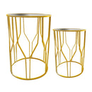 Metal Glasstop Side Table Set of 2 38X50/32*45 cm