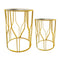 Metal Glasstop Abstract Design Round Side Table Set of 2 38X50/32*45 cm