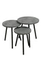 Round Metal Metal Accent Nesting Coffee Table Timber Pattern and Abstract Design Body Set of 3 Pcs 50*50*49/40*40*44/30*30*39 cm