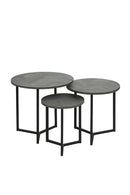 Round Metal Metal Accent Nesting Coffee Table Timber Pattern and Abstract Design Body Set of 3 Pcs 50*50*49/40*40*44/30*30*39