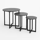 Round Metal Metal Accent Nesting Coffee Table Timber Pattern and Abstract Design Body Set of 3 Pcs 30*30*40/50*50*50/40*40*45