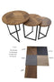 Round Metal Metal Accent Nesting Coffee Table Timber Pattern and Abstract Design Body Set of 3 Pcs 30*30*40/50*50*50/40*40*45