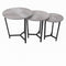 Round Metal Metal Accent Nesting Coffee Table Timber Pattern and Abstract Design Body Set of 3 Pcs