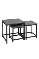 Square Metal Metal Accent Nesting Coffee Table Timber Pattern and Abstract Design Body Set of 3 Pcs 40*40*45/34*34*40/45*45*50