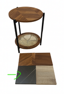 Metal Accent Timber Top Pattern Abstract Design Round Side Table Corner Table 40*40*55 cm