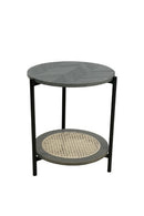 Metal Accent Timber Top Pattern Abstract Design Round Side Table Corner Table 40*40*55 cm