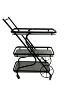Glass and Metal 2 Tier Serving Cart Coffee Table with Wheels 76*43*82 cm