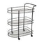 Glass and Metal 2 Tier Serving Cart Coffee Table with Wheels 75*42*90 cm