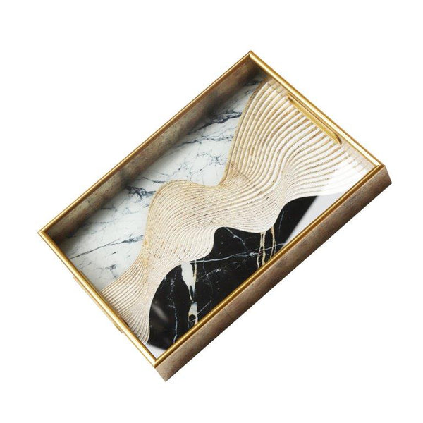 Deco Abstract Design Rectangular MDF Serving Tray Set of 2 Pcs  35*25*4/40*30*4 cm