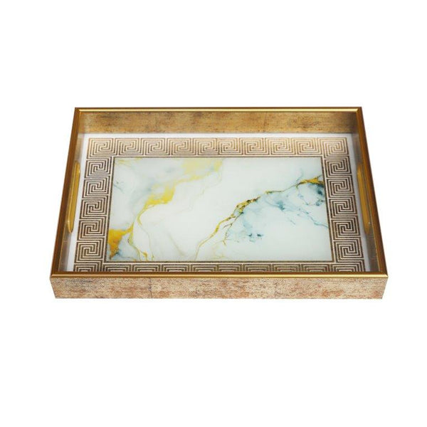Deco Abstract Design Rectangular MDF Serving Tray Set of 2 Pcs  35*25*4/40*30*4 cm
