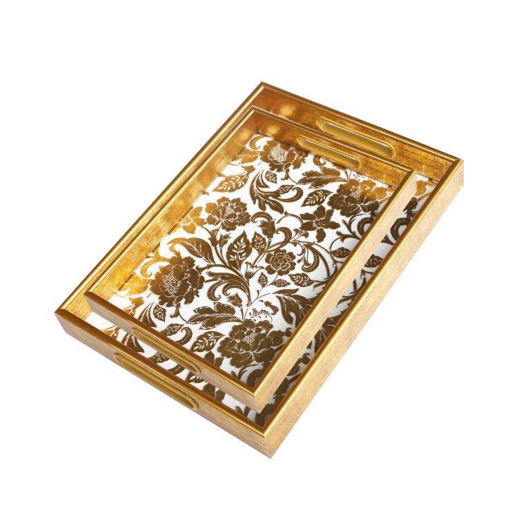 Deco Abstract Design Rectangular MDF Serving Tray Set of 2 Pcs  35*25*4/40*30*4 cm