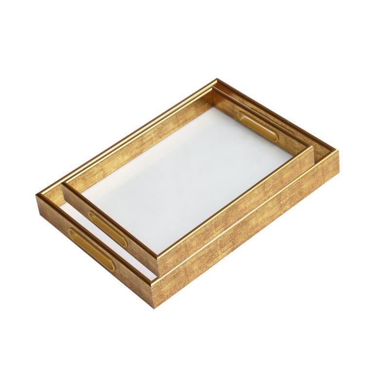 Deco Abstract Design Rectangular MDF Serving Tray Set of 2 Pcs  35*25*4/40*30*4 cm
