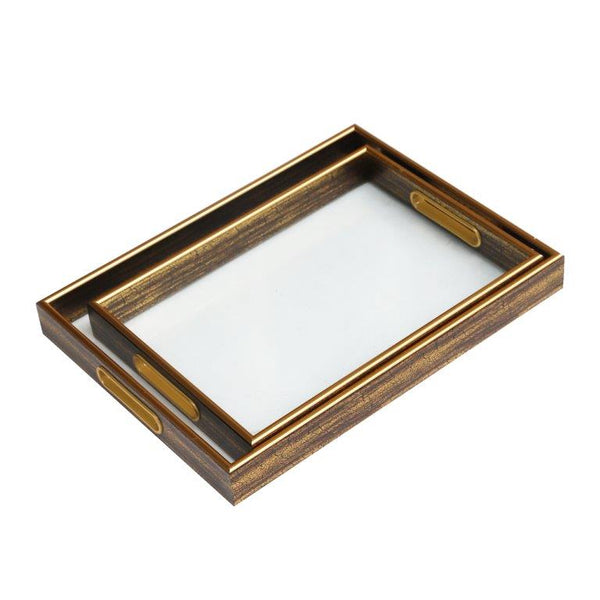Deco Abstract Design Rectangular MDF Serving Tray Set of 2 Pcs  35*25*4/40*30*4 cm