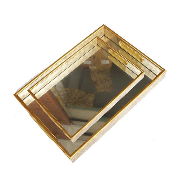 Deco Abstract Design Round MDF Serving Tray Set of 2 Pcs  35*25*4/40*30*4 cm