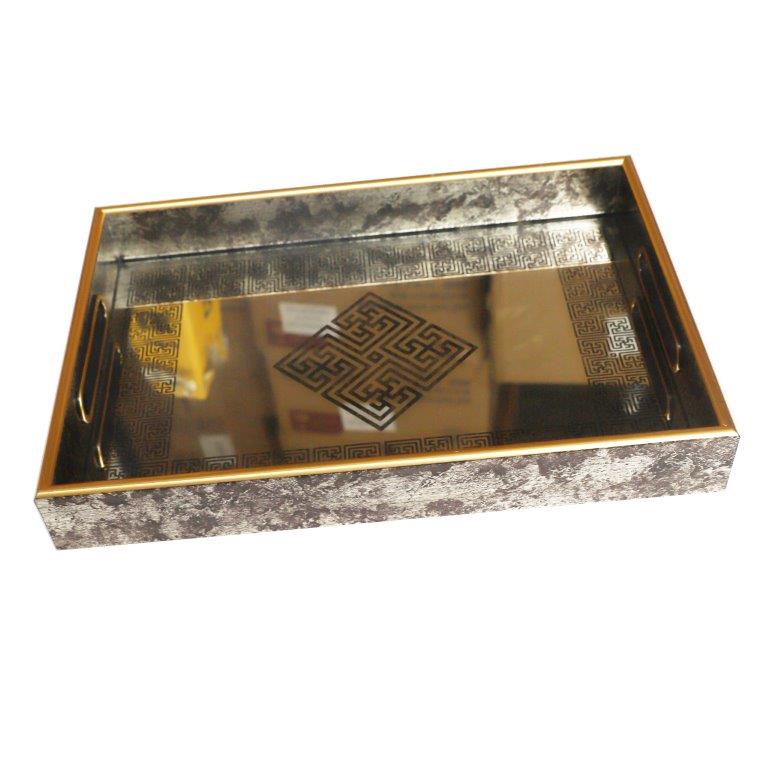 Deco Abstract Design Round MDF Serving Tray Set of 2 Pcs  35*25*4/40*30*4 cm