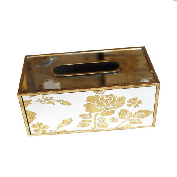 Glass and MDF Deco Tissue Box and Basket Set 24*12*10 cm