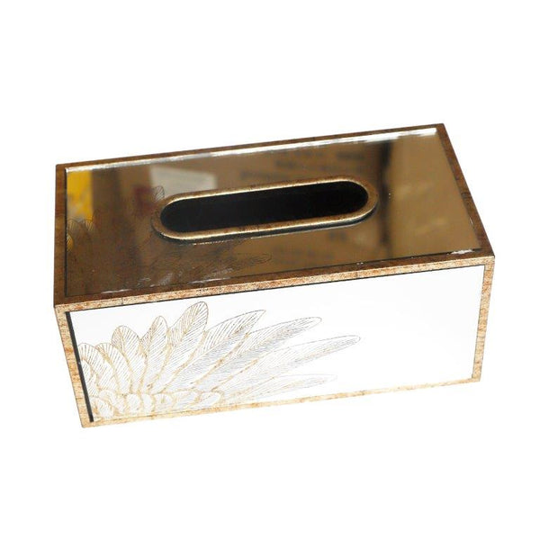 Glass and MDF Deco Tissue Box and Basket Set 24*12*10 cm