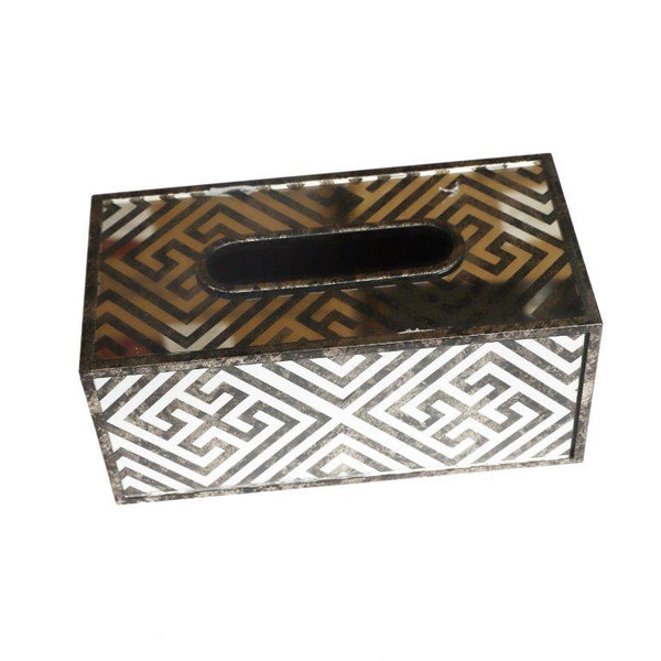 Glass and MDF Deco Tissue Box and Basket Set 24*12*10 cm