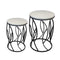 Metal Marbletop Abstract Design Round Side Table Set of 2 38*54/36*48 cm