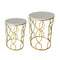 Metal Marbletop Abstract Design Round Side Table Set of 2 38*55/36*50 cm