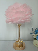 Home Decor Bedside Desktop Table Lamp Metal Base Feather Shade 30*44 cm
