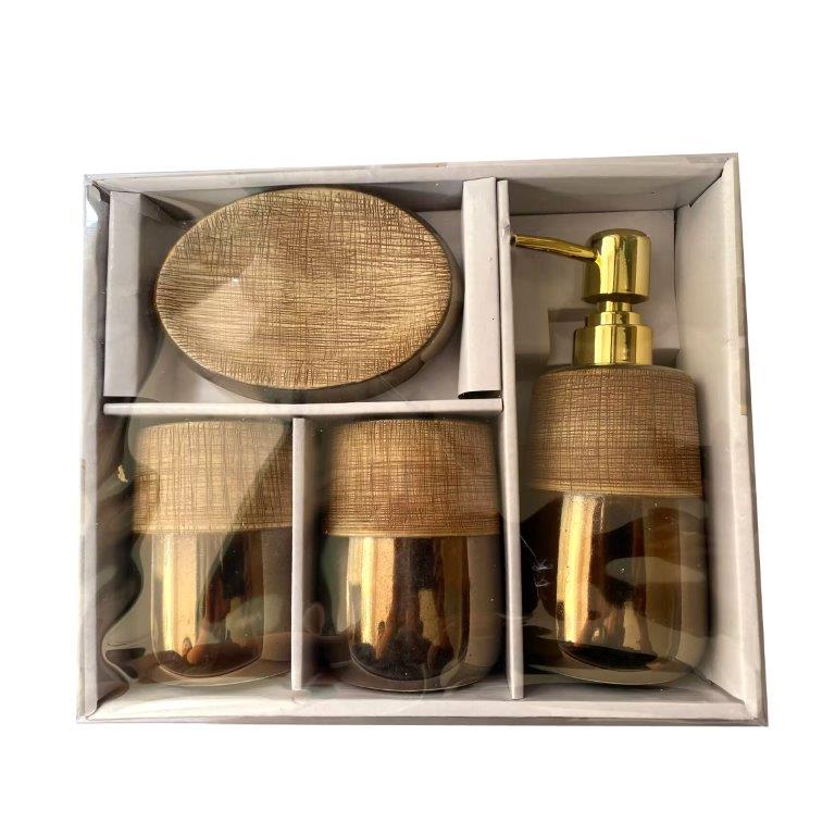 Ceramic Bathroom Accessories Soap Dispenser Toothbrush Holder Set of 4 Pcs 12*8.5/7.5*18.5/7*10 cm