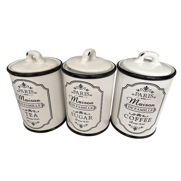 Ceramic Deco Canister Set of 3 Pcs 10*16 cm
