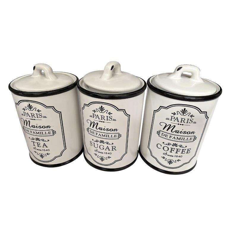 Ceramic Deco Canister Set of 3 Pcs 10*16 cm