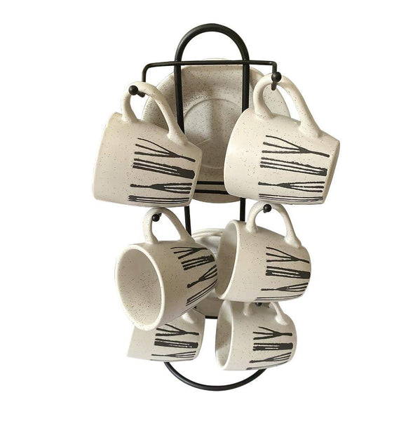 Ceramic Coffee Mug and Bowl Set with Stand 14*12*28.5/100cc/11 cm **