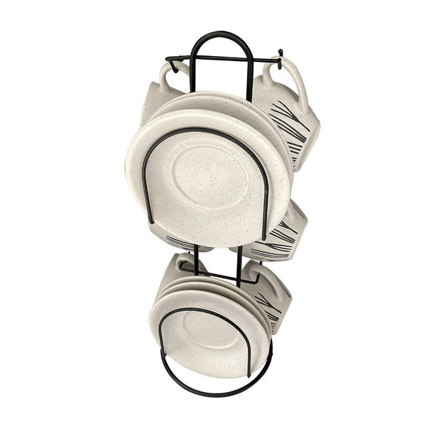 Ceramic Coffee Mug and Bowl Set with Stand 14*12*28.5/100cc/11 cm **