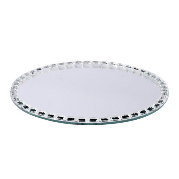Home Decor Crystal Glass Round Tray Plate 30 cm