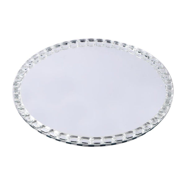 Home Decor Crystal Glass Round Tray Plate 30 cm
