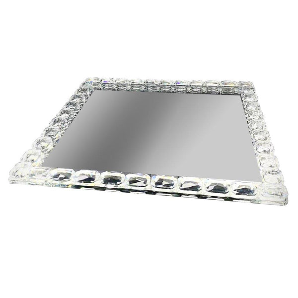 Home Decor Crystal Glass Square Tray Plate 25 cm