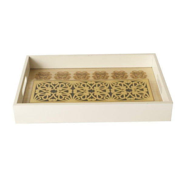 Abstract Deco Food Tray MDF Rectangle Serving Tray Set of 2 Pcs