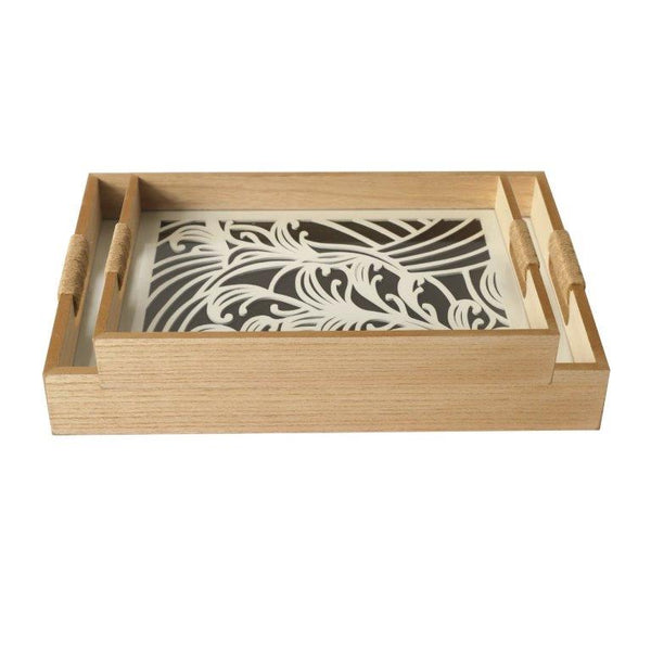 Abstract Deco Food Tray MDF Rectangle Serving Tray Set of 2 Pcs